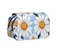 WZYCWB Neat White Daisies Printing Portable Pencil Case ideal for organizing pens in the office or storing makeup brushes