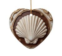 WZYCWB Neoclassical Shell patterned Heart Shape ceramic pendant, perfect for decorating your home Christmas tree for winter parties