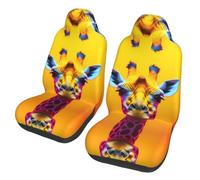 WZYCWB Neon Giraffe Head Printed Car Seat Covers - Suitable for Sedans, SUVs, Trucks, and Vans - (2-Pack)