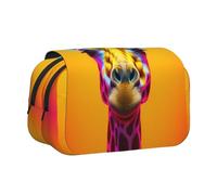 WZYCWB Neon Giraffe Head Printing Portable Pencil Case ideal for organizing pens in the office or storing makeup brushes
