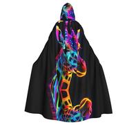 WZYCWB Neon Giraffe Patterned ball cape, adult extended wizard robe, masquerade costume, carnival theme party dress