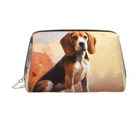 WZYCWB Nerdy Beagle Patterned Leather Cosmetic Bag - Perfect for Carry-On or Home Organization