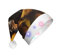 WZYCWB Nerdy Raccoon Patterned Santa Hat | Plush Glowing Holiday Hat for Christmas, New Year's, and Party Events