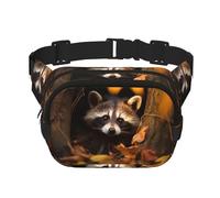 WZYCWB Nerdy Raccoon Sports Waist Bag, Trendy and Fashionable Crossbody Bag, Lightweight Travel Small Bag