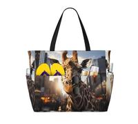 WZYCWB New York Giraffe Street Printed beach travel bag for swimming and fitness/supermarket shopping/seaside vacation