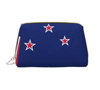 WZYCWB New Zealand Flag Leather cosmetic bag with pockets, portable travel cosmetic bag, large capacity cosmetic storage bag,