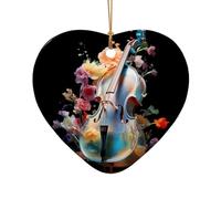 WZYCWB Nice cello patterned Heart Shape ceramic pendant, perfect for decorating your home Christmas tree for winter parties