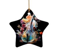 WZYCWB Nice cello patterned Star Shape ceramic pendant, perfect for decorating your home Christmas tree for winter parties