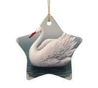 WZYCWB Nice Swan patterned Star Shape ceramic pendant, perfect for decorating your home Christmas tree for winter parties