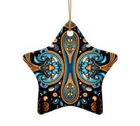 WZYCWB Nice symmetrical pattern patterned Star Shape ceramic pendant, perfect for decorating your home Christmas tree for winter parties
