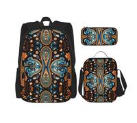 WZYCWB Nice Symmetrical Pattern School Bag + Pencil case + Lunch Bag Combination Backpack Suitable for Everyday Commuting