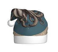 WZYCWB Nordic Kraken Printed Santa hat, festive New Year's decorative hat, suitable for adults and children at Christmas parties.