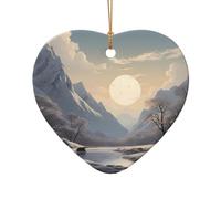 WZYCWB Nordic Silence patterned Heart Shape ceramic pendant, perfect for decorating your home Christmas tree for winter parties
