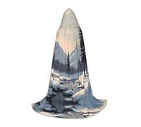WZYCWB Nordic simple snow scene Printed Large Hooded Cape, Holiday Party Costume, Carnival Party Prop, Sizes S/M/L