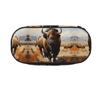 WZYCWB North American Bison Herd Large Capacity Pencil Bag - Multifunctional Storage Box, Portable and Durable Pencil Bag for Office and School Supplies