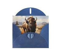 WZYCWB North American bison herd Patterned Blue Holiday Card (6x4) with Envelope. Suitable for birthdays, weddings, and condolences.