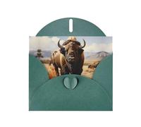 WZYCWB North American bison herd Patterned Dark Green Holiday Card (6x4) with Envelope. Suitable for birthdays, weddings, and condolences.