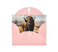 WZYCWB North American bison herd Patterned Pink Holiday Card (6x4) with Envelope. Suitable for birthdays, weddings, and condolences.