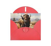 WZYCWB North American bison herd Patterned Red Holiday Card (6x4) with Envelope. Suitable for birthdays, weddings, and condolences.