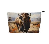 WZYCWB North American Bison Herd Patterned Toiletry Storage Bag, Essential for organizing Cosmetics and Skincare Products.