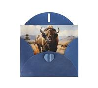 WZYCWB North American bison herd Printed Blue Pearlescent Paper Holiday Cards 6x4 Inches - With Envelopes for Birthdays, Weddings, and Condolences