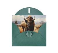 WZYCWB North American bison herd Printed Dark Green Pearlescent Paper Holiday Cards 6x4 Inches - With Envelopes for Birthdays, Weddings, and Condolences