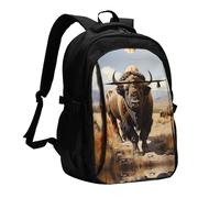 WZYCWB North American bison herd Printed laptop backpack, business men's commuter backpack, computer bag with USB port charging