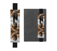 WZYCWB North American Bison Herd Printed Large-Capacity PVC Pen Holder + Creative Diary Pen Bag Set with Elastic Band Anti-Slip Design