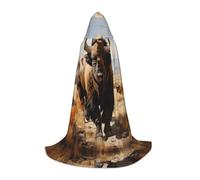 WZYCWB North American bison herd Printed Medium Hooded Cape, Holiday Party Costume, Carnival Party Prop, Sizes S/M/L