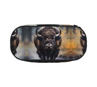 WZYCWB North American Bison Large Capacity Pencil Bag - Multifunctional Storage Box, Portable and Durable Pencil Bag for Office and School Supplies