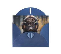 WZYCWB North American bison Patterned Blue Holiday Card (6x4) with Envelope. Suitable for birthdays, weddings, and condolences.