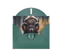 WZYCWB North American bison Patterned Dark Green Holiday Card (6x4) with Envelope. Suitable for birthdays, weddings, and condolences.
