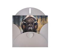 WZYCWB North American bison Patterned Gray Holiday Card (6x4) with Envelope. Suitable for birthdays, weddings, and condolences.