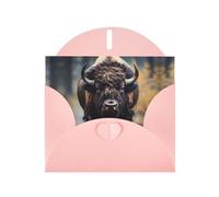 WZYCWB North American bison Patterned Pink Holiday Card (6x4) with Envelope. Suitable for birthdays, weddings, and condolences.
