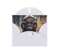 WZYCWB North American bison Patterned White Holiday Card (6x4) with Envelope. Suitable for birthdays, weddings, and condolences.