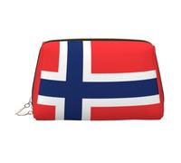 WZYCWB Norwegian Flag Patterned Leather Cosmetic Bag - Perfect for Carry-On or Home Organization