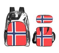 WZYCWB Norwegian flag Printed backpack set | Lunch bag and pencil case | Perfect for work, business trips, and vacations.