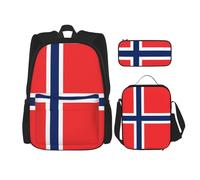 WZYCWB Norwegian Flag School Bag + Pencil case + Lunch Bag Combination Backpack Suitable for Everyday Commuting