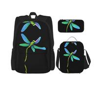 WZYCWB Nouveau Dragonfly Campus life backpack set (3 pieces) - school bag + pencil case + lunch bag, meet all the daily needs of students!