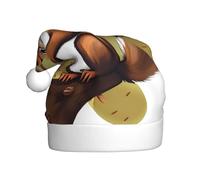 WZYCWB Nut-eating squirrel Patterned Santa hat, festive New Year's decorative hat, suitable for adults and children at Christmas parties.