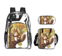 WZYCWB Nut-eating squirrel Printed backpack set | Lunch bag and pencil case | Perfect for work, business trips, and vacations.