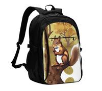 WZYCWB Nut-eating squirrel Printed laptop backpack, business men's commuter backpack, computer bag with USB port charging