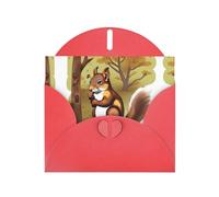 WZYCWB Nut-eating squirrel Red Pattern cards, holiday greeting cards, suitable for family, friends and couples
