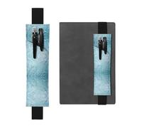 WZYCWB Oceanic Ripple Printed Large-Capacity PVC Pen Holder + Creative Diary Pen Bag Set with Elastic Band Anti-Slip Design