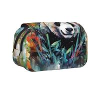 WZYCWB Oil on canvas panda Printing Portable Pencil Case ideal for organizing pens in the office or storing makeup brushes