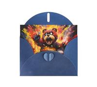 WZYCWB oil-painted bear Blue Printed Holiday Cards - Perfect for heartwarming holiday greetings