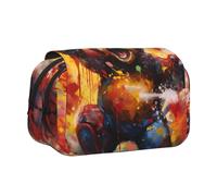 WZYCWB oil-painted bear Printing Portable Pencil Case ideal for organizing pens in the office or storing makeup brushes