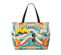 WZYCWB Old street buildings Beach bag large travel bag gym swimming pool zipper storage bag