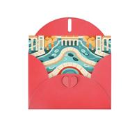 WZYCWB Old street buildings Red Printed Holiday Cards - Perfect for heartwarming holiday greetings