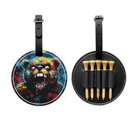 WZYCWB Open-mouthed Bear Special Printed Golf tee Storage Bag - Portable Hanging Buckle Design